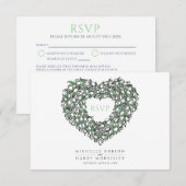 Witte tulpenmonogram, optie bruiloft RSVP kaartje (Voorkant / Achterkant)