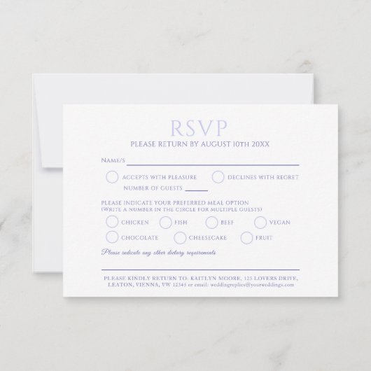 Witte tulpenmonogram, optie bruiloft RSVP kaartje (Achterkant)