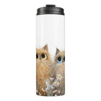 Witte Tumbler-Lieve Katten en Bloemen Thermosbeker