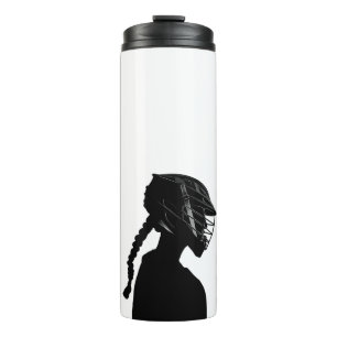 Witte Tumbler-Meisjes Lacrosse Keeper Silhouet Thermosbeker