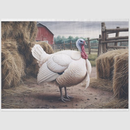 Witte Turkije Boerderij Thanksgiving Decoupage Tissuepapier (Voorkant)
