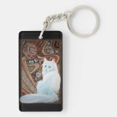 Witte Turkse angora Sleutelhanger (achterkant)