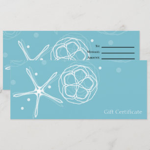 Witte Turquoise Elegante Parel Zeester Cadeaubon Kaart