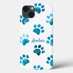 Witte Turquoise Gestructureerde Pootafdruk Persoon iPhone 13 Hoesje
