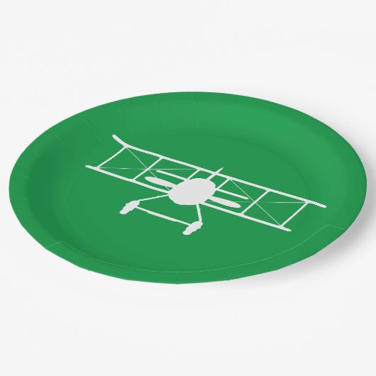 Witte tweedekker profiel op groene achtergrond papieren bordje (Gekanteld)