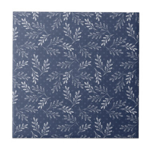 Witte twijgen op blauw. tegeltje