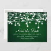 Witte Twinkle String Lights op Groen Briefkaart (Voorkant / Achterkant)