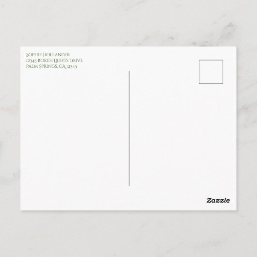 Witte Twinkle String Lights op Groen Briefkaart (Achterkant)