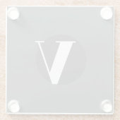 Witte typografie custom initiaal grijs glazen onderzetter (Achterkant)