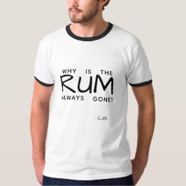 Witte typografie Waarom is de RUM altijd weg? T-shirt