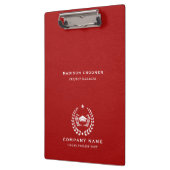 Witte Typografie Wit Logo Rood Lederen Textuur Klembord (Links)