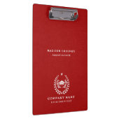 Witte Typografie Wit Logo Rood Lederen Textuur Klembord (Rechts)