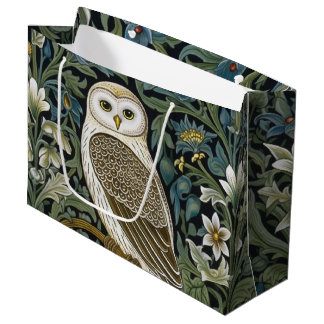 Witte uil art nouveau stijl groot cadeauzakje