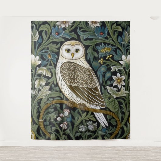 Witte uil art nouveau stijl wandkleed (Voorkant)