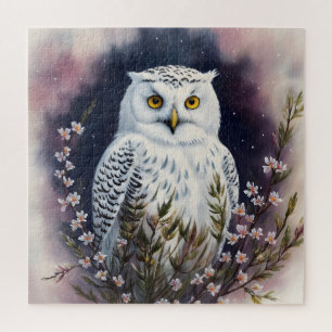 Witte Uil Bloemennacht Portret Legpuzzel