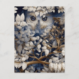 Witte uil die zich in het bos Briefkaart verbergt