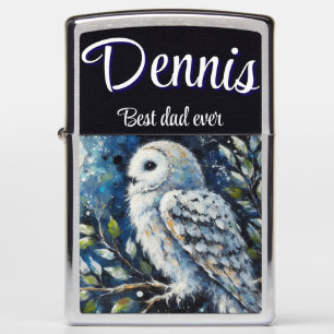 Witte uil op tak in maanlicht gepersonaliseerd