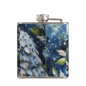 Witte Uil op tak in maanlicht schilderen Heupfles (Achterkant)