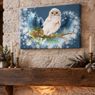 Witte Uil Print op Canvas