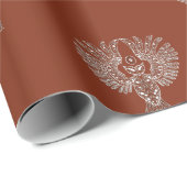 Witte Uilen op Donker Gouden Verpakkingsdocument Cadeaupapier (Rol Hoek)