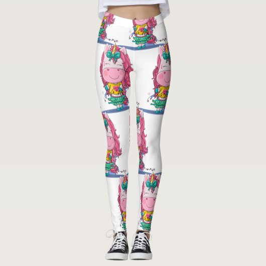 Witte Unicorn Sparkles Leggings (Voorkant)