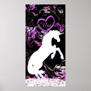 Witte Unicorn V (kleurrijke spuit) Poster