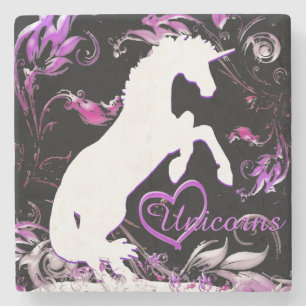 Witte Unicorn V (kleurrijke spuit) Stenen Onderzetter