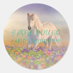 WITTE UNIEKE HORSIE PONY RONDE STICKER