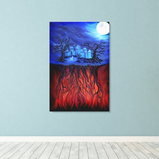 Witte uren tussen de hemel en de hel canvas afdruk (Insitu (Houten vloer))