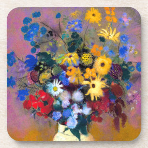Witte vaas met bloemen Odilon Redon Bier Onderzetter