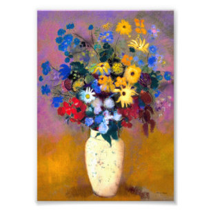 Witte vaas met bloemen Odilon Redon Foto Afdruk