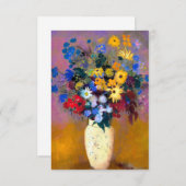 Witte vaas met bloemen Odilon Redon Informatiekaartje (Voorkant / Achterkant)