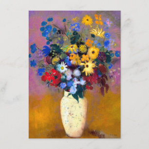 Witte vaas met bloemen Odilon Redon Informatiekaartje