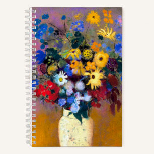 Witte vaas met bloemen Odilon Redon Notitieboek