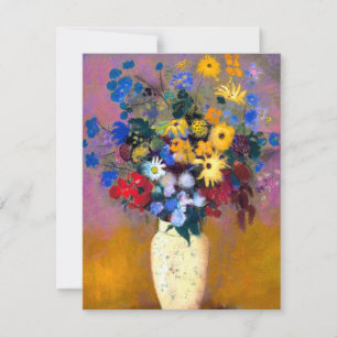 Witte vaas met bloemen Odilon Redon Notitiekaartje