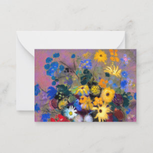 Witte vaas met bloemen Odilon Redon Notitiekaartje