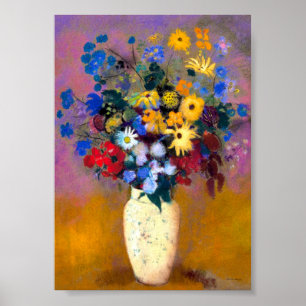Witte vaas met bloemen Odilon Redon Poster