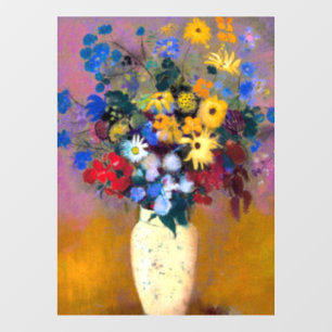 Witte vaas met bloemen Odilon Redon Raamsticker