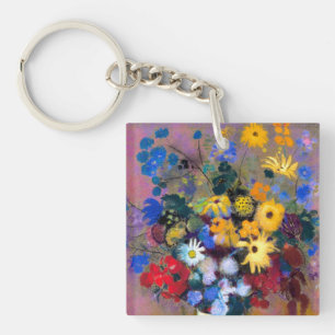 Witte vaas met bloemen Odilon Redon Sleutelhanger