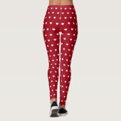 Witte Valentijn harten op rood Leggings (Achterkant)