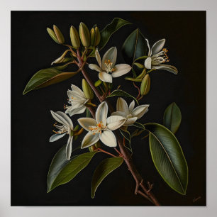 Witte Vanille Bloemen Art Print Poster