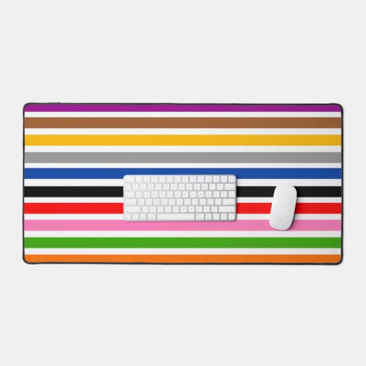 Witte veelkleurige strepen lijnen patroon ontwerp bureaumat (Keyboard & Muis)