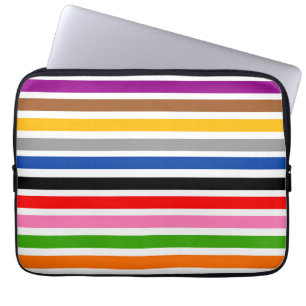 Witte veelkleurige strepen lijnen patroon ontwerp laptop sleeve
