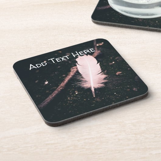 Witte Veer en Twig op Wandelpad Bier Onderzetter (Linkerzijde)