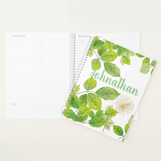 Witte ventilator en groene lederen tuin planner (Display)