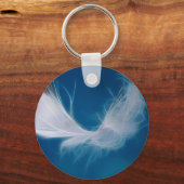 Witte veren kunst - symbool van zuiverheid en onsc sleutelhanger (Voorkant)