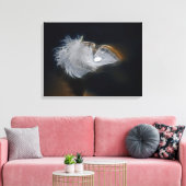 Witte veren met een regenstaaf canvas afdruk (Insitu (Woonkamer))