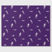 Witte veren op Paars Cadeaupapier (Vlak)