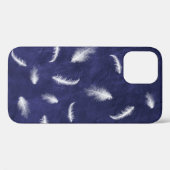 Witte veren op paars leer Case-Mate iPhone case (Achterkant (horizontaal))