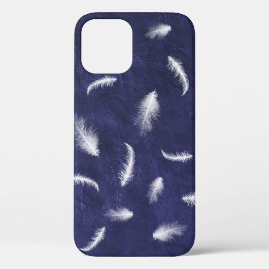 Witte veren op paars leer Case-Mate iPhone case (Achterkant)